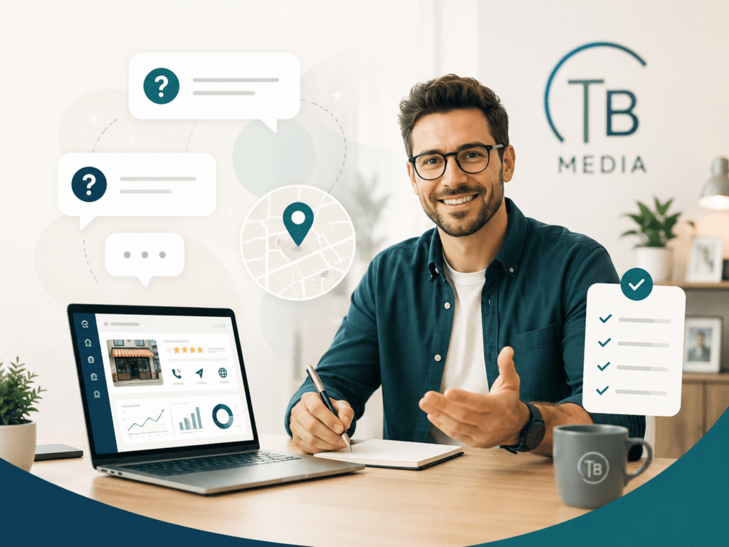 Kontakt TB-Media FAQ - Mann am Bürotisch